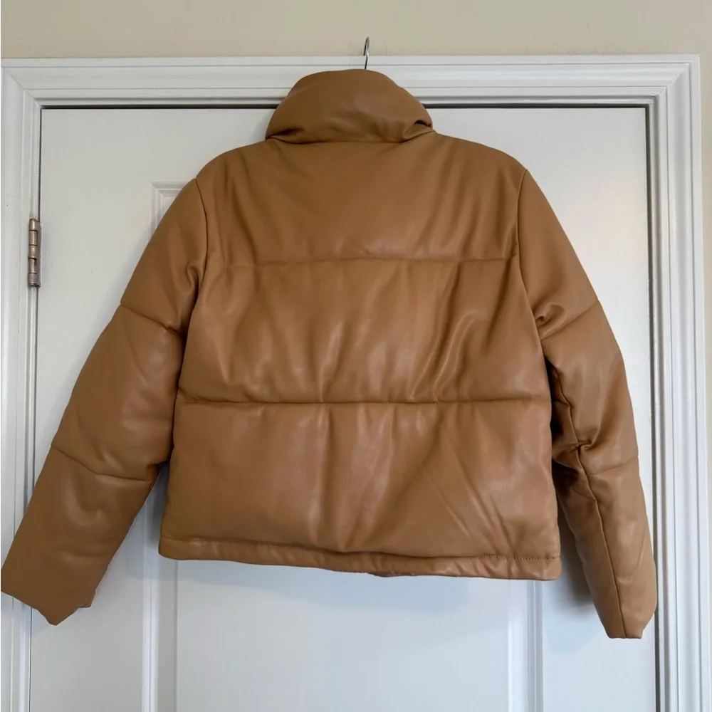 A&F Vegan Leather Mini Puffer in Light Brown - Picture 2 of 5